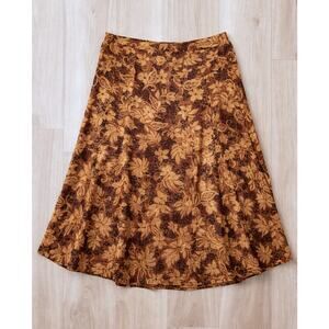 Floral Leopard Brown Midi Skirt 18 Boho Y2K Earth Tone A Line Cottagecore Flirty